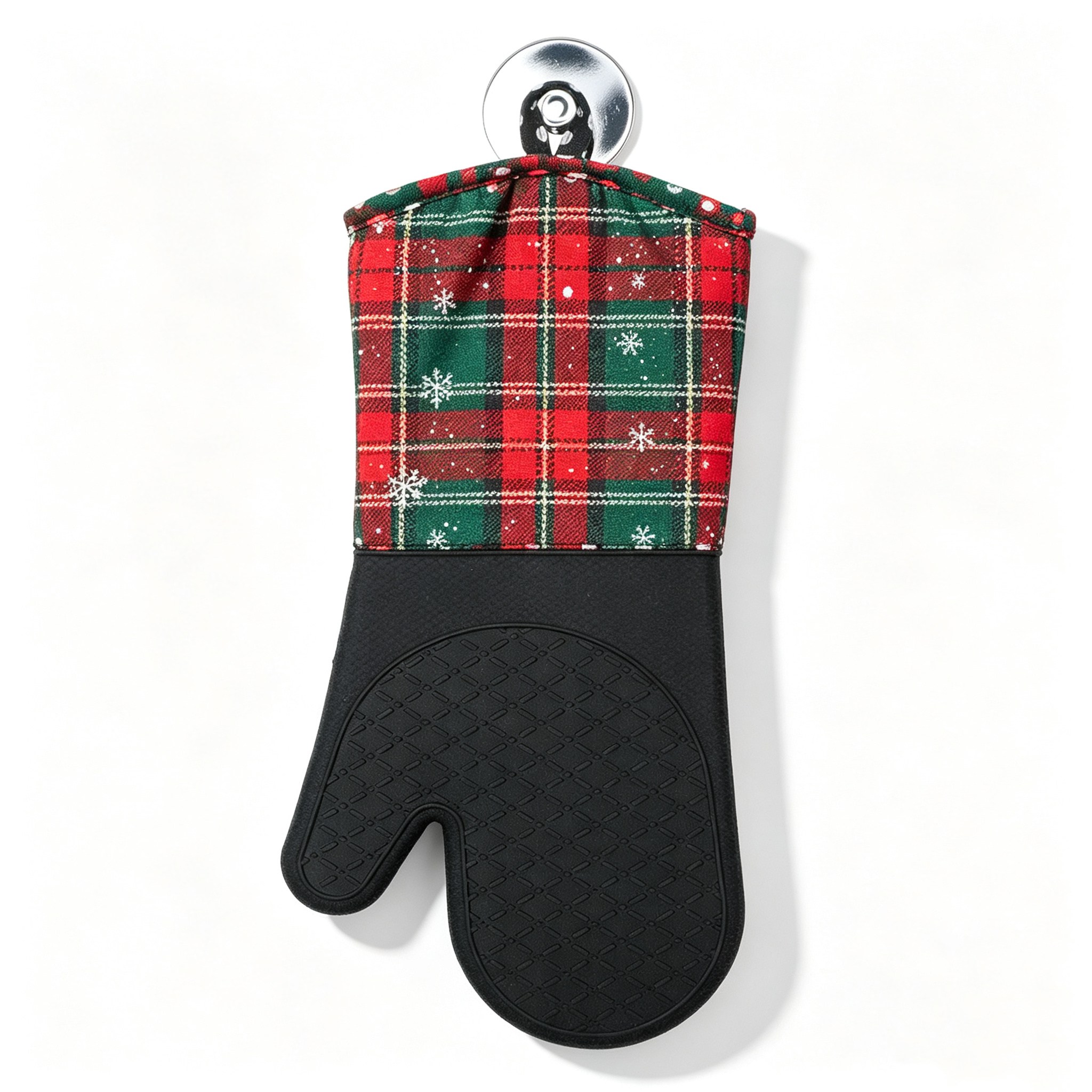 KG-103 NBLK Chrismas Silicone Heat Resistant Mitts Check