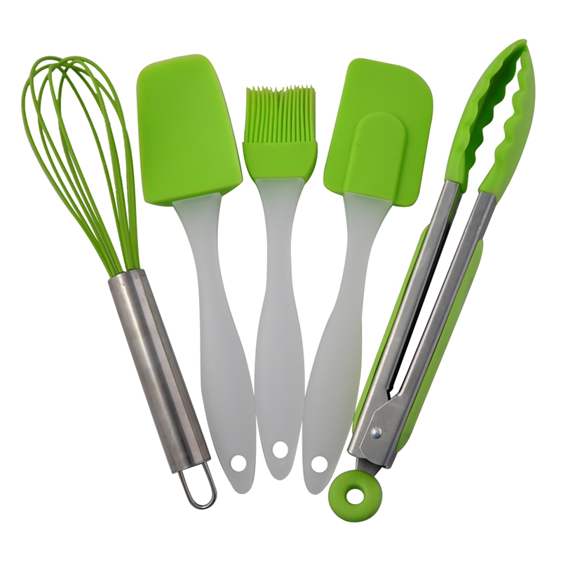 KT-001 NBLK Silicone Kitchen Tool Sets  Spatula Whisk Tongs Easy Clean